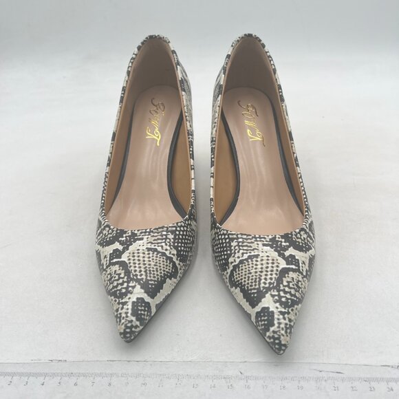 FOWT Snake Print Croc-Embossed Pointed Toe Pumps Women Dressy Slip on Shoes - Picture 3 of 8